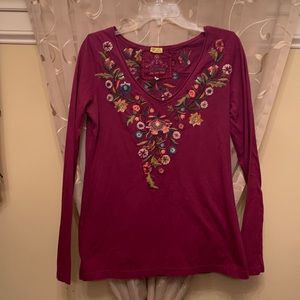 Johnny Was embroidered tee